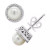 Cultured Freshwater Pearl & Diamond Accent Stud Earrings in Sterling Silver (Also in Onyx, Labradorite &Turquoise)