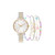 Women's Blush Leather Strap Analog Watch 27mm with Matching Bracelet Set