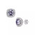 Multi Colored Cubic Zirconia Cushion Shape Stud Earring in Sterling Silver