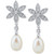Cultured Freshwater Pearl (7mm) & White Topaz (5/8 ct. t.w.) Flower Drop Earrings in Sterling Silver