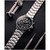 Men's Hawker Hurricane Carey Dual Time Gutersloh Silver-Tone Solid Stainless Steel Bracelet Watch 43mm