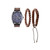 Men's Quartz Movement Brown Leather Analog Watch, 47mm and Stackable Bracelet Set with Zippered Pouch