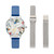 Women's Pop Art Blue Vegan Leather Strap and Mesh Bracelet Watch 34mm Gift Set