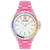 Women's Analog Transparent Pink Plastic with Rainbow Crystal Bracelet Watch, 40mm
