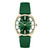 Women's Quartz Gold-Tone Stainless Steel Mesh Bracelet and Green Genuine Leather Strap Watch 34.5mm Gift Set