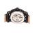 Stavros Automatic Black Case, Genuine Black Leather Watch 44mm