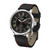 Sunray Black Dial with Silver Tone Steel and Black Leather Watch 44 mm