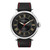 Sunray Black Dial with Silver Tone Steel and Black Leather Watch 44 mm