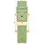 Women's Three Hand Quartz Rectangular Gold-Tone Alloy and Green Genuine Leather Strap Watch, 32mm