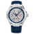 Men's Automatic Blue Alligator Embossed Genuine Leather Strap with White Stitching Watch 44mm