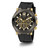 Men's Multi-Function Black and Gunmetal Genuine Leather and Silicone Watch 46mm
