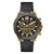 Men's Multi-Function Black and Gunmetal Genuine Leather and Silicone Watch 46mm