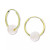 Freshwater Pearl Huggie Hoop Earrings in 14k Gold, 0.65" (Also in Jade, Lapis Lazuli, Turquoise, Rose Quartz, & Onyx)