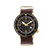 M58 Series, Gold Case, Dark Brown Nato Leather Band Watch w/ Date, 42mm