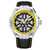 Men's Automatic Black Alligator Embossed Genuine Leather Strap with Yellow Stitching Watch 44mm