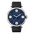Dark Blue Dial with Silver Tone Steel and Black Leather Watch 44 mm