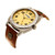 Men's Watch, 44MM IP Grey Cushion Shaped Case, Beige Dial with Black Arabic Numerals, Brown Strap Rivets, Second Hand