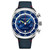 Men's Chrono Blue Genuine Leather Strap Watch with Tachymeter 44mm