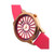 Unisex Electric Hot Pink Leatherette Strap Watch 41mm