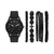 Men's Three Hand Gunmetal 46mm Watch and Bracelets Gift Set, 5 Pieces