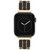 Women's Three Row Gold-Tone Alloy with Black Enamel Bracelet and Gold-Tone Stainless Steel Adaptors Compatible with 42mm, 44mm, 45mm, Ultra 49mm Apple Watch