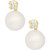 Children's Cultured Freshwater Pearl (4mm) & Diamond Accent Stud Earrings in 14k Gold