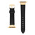 Women's Black Genuine Leather Strap with Gold-Tone Stainless Steel Accents for Apple Watch, Compatible with 38mm, 40mm, 41mm