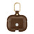 Brown Leather Apple AirPods Case with Gold-Tone Snap Closure and Carabiner Clip