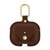 Brown Leather Apple AirPods Case with Gold-Tone Snap Closure and Carabiner Clip