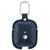 Blue Leather Apple AirPods Case with Silver-Tone Snap Closure and Carabiner Clip