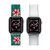 Men's and Women's Green Floral Silver-Tone Metallic 2 Piece Silicone Band for Apple Watch 42mm