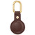 Brown Leather Apple AirTag Case with Gold-Tone Carabiner Clip