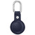 Navy Leather Apple AirTag Case with Silver-Tone Carabiner Clip