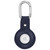 Navy Leather Apple AirTag Case with Silver-Tone Carabiner Clip