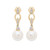 Cultured Freshwater Pearl (7mm) and Diamond Accent Earrings in 14k Yellow Gold