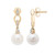 Cultured Freshwater Pearl (7mm) and Diamond Accent Earrings in 14k Yellow Gold