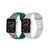 Men's and Women's Green Floral Silver-Tone Metallic 2 Piece Silicone Band for Apple Watch 38mm