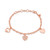 Sterling Silver Open Heart Charm Bracelet and Available in Silver, 14K Rose-Gold Plated or 14K Gold Plated