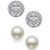 2-Pc. Set Cultured Freshwater Pearl (7mm) & Cubic Zirconia Stud Earrings in Sterling Silver