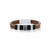 Mens Stainless Steel Double Strand Genuine Leather Bracelet - Brown
