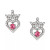 Cubic Zirconia Princess Tiara Heart Stud Earrings in Sterling Silver