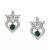 Cubic Zirconia Princess Tiara Heart Stud Earrings in Sterling Silver