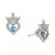 Cubic Zirconia Princess Tiara Heart Stud Earrings in Sterling Silver