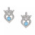 Cubic Zirconia Princess Tiara Heart Stud Earrings in Sterling Silver