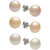 3-Pc. Set White, Pink & Peach Cultured Freshwater Button Pearl (8mm) Stud Earrings in Sterling Silver