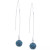 Pave Crystal Ball on a Thread Wire Earrings Set in Sterling Silver. Available in Clear, Dark Blue or Red