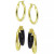 2-Pc. Set Polished and Black Enamel Small Hoop Earrings