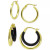 2-Pc. Set Polished and Black Enamel Small Hoop Earrings
