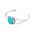 Nature Leaf Flowers Round Cabochon Statement Turquoise Wide Cuff Bracelet For Women .925 Sterling Silver