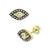 Cubic Zirconia with Black Rhodium Evil Eye Stud Earrings, 18K Gold over Silver